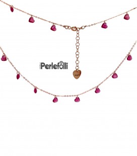 Collana Cuori di Zirconi Ruby Argento 925 Rosé