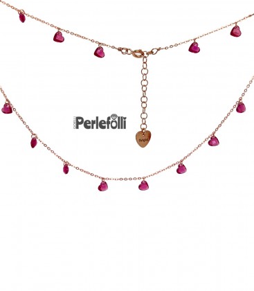 Collana Cuori di Zirconi Ruby Argento 925 Rosé