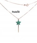 Collana Bacchetta Magica Grande Verde Glitter Argento 925 Rosé