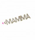 Ciondolo Scritta Mamma 34x7 mm Zirconi Bianchi Base Oro