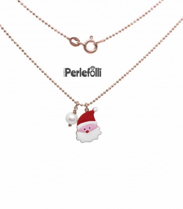 Collana Babbo Natale con Perla Argento 925 Rosé