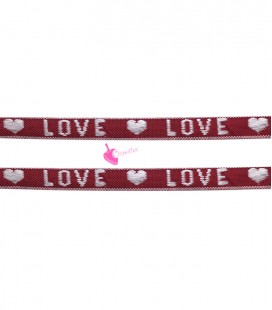 Nastro 10 mm Love Cuori Rosso Bianco (1 metro)