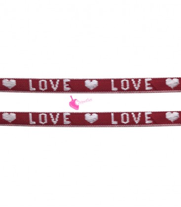 Nastro 10 mm Love Cuori Rosso Bianco (1 metro)