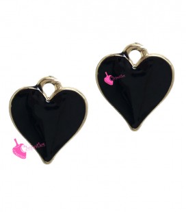 Ciondolo Cuore 13x12 mm Smaltato Nero