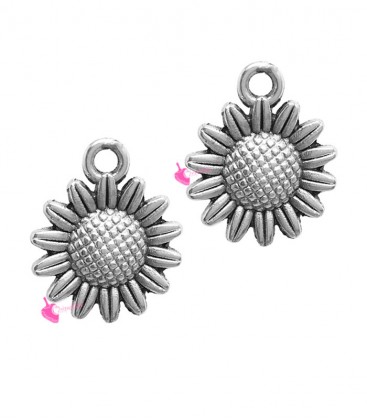 Ciondolo Girasole 15 mm colore Argento Antico