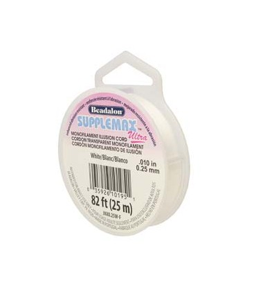 Filo Invisibile Bianco Illusion Cord Supplemax Ultra Beadalon .0106" (0,25 mm) (25 metri)