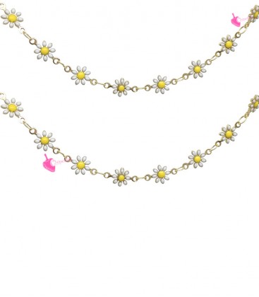 Catena Margherite Bianche Smaltate Placcata Oro 18K (50 cm)