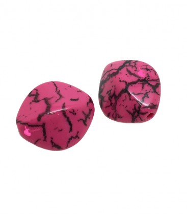 Perla Rombo 18x16 mm Resina Fucsia e Nero