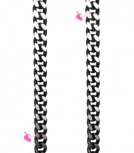 Catena Groumette Diamantata 7x5 mm Alluminio Nero e Argento (1 metro)