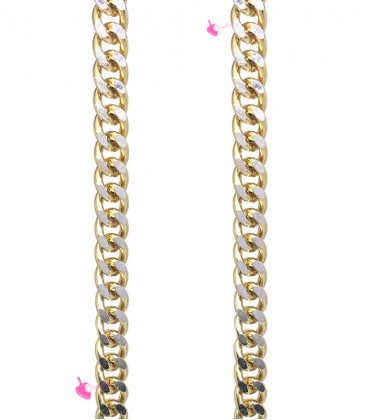 Catena Groumette Diamantata 7x5 mm Alluminio Oro e Argento (1 metro)