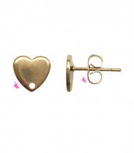 Base per Orecchini con Cuore 8 mm Acciao Inox Oro 18K (1 paio)