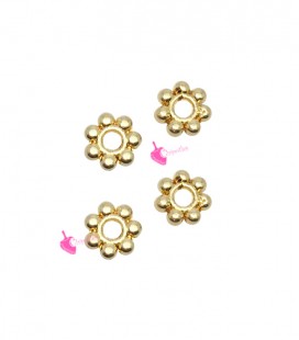 Rondelle Distanziatori a Fiore 6 mm (foro 1,6 mm) Oro (20 pezzi)