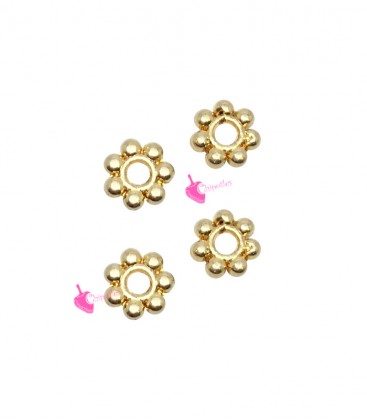 Rondelle Distanziatori a Fiore 6 mm (foro 1,6 mm) Oro (20 pezzi)