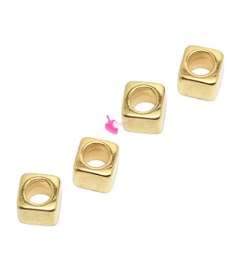 Perle Distanziatori Cubo 4 mm (foro 2,6 mm) Oro (10 pezzi)