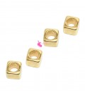 Perle Distanziatori Cubo 4 mm (foro 2,6 mm) Oro (5 pezzi)
