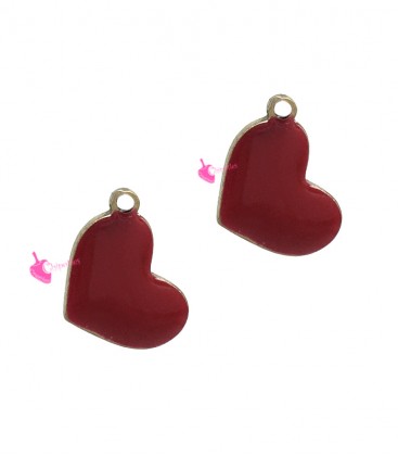 Ciondolo Cuore Rosso Smaltato 10x7 mm