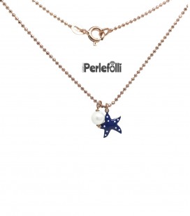 Collana Stella Marina Blu con Perla Argento 925 Rosé