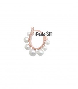 Mono Orecchino Cerchio con Perle Bianche Argento 925 Rosé