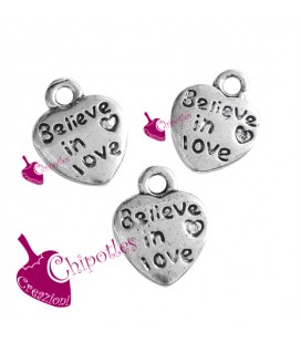 Ciondolo Cuore "Believe in Love" 12x10 mm