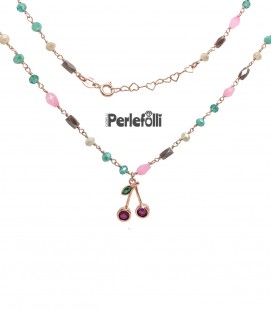 Collana Ciliegie Cerises Ruby Argento 925 Rosé