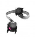 Base Anello con 2 Castoni per Chaton SS39 e SS29 colore Argento Antico