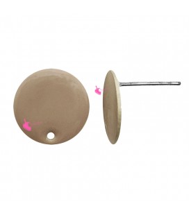 Perni per Orecchini Disco Smaltato 14 mm Beige (1 paio)