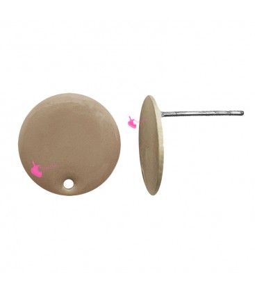 Perni per Orecchini Disco Smaltato 14 mm Beige (1 paio)