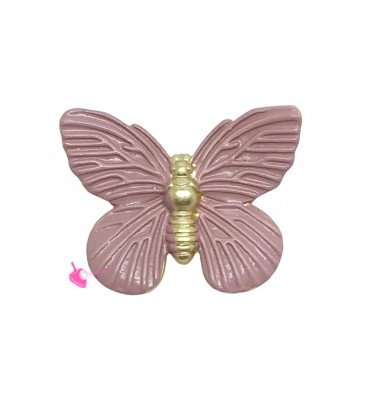 Ciondolo Farfalla Smaltata 18x15 mm Rosa e Oro Opaco