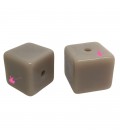Perla Cubo con Foro Passante 16 mm Resina colore Viola