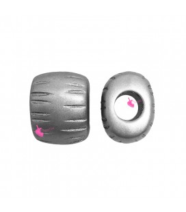 Perla Cilindro Rigato Resina 14x18 mm (foro 6,9 mm) Argento Metallizzato