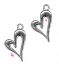 Ciondolo Cuore Irregolare 11x20 mm Zama Argento Antico 999