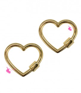 Ciondolo Connettore Lucchetto Cuore 20x17 mm Zama Placcato Oro 24K