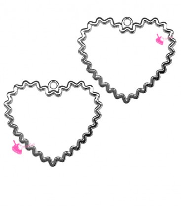 Ciondolo Cuore Zig Zag 33x29 mm Zama Argento Antico 999