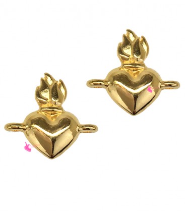 Connettore Cuore Sacro 10x16 mm Zama Placcato Oro 24K