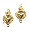 Connettore Cuore Sacro 17x22 mm Placcato Oro 24K