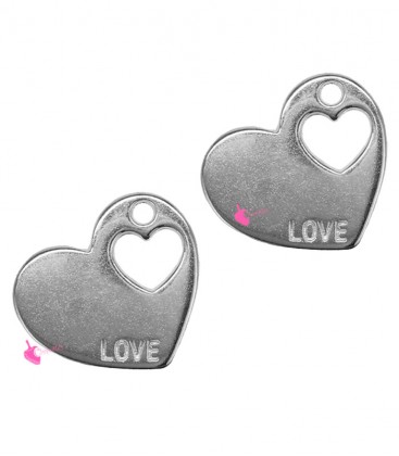 Ciondolo Cuore Love Forato 18 mm Zama Argento Antico 999