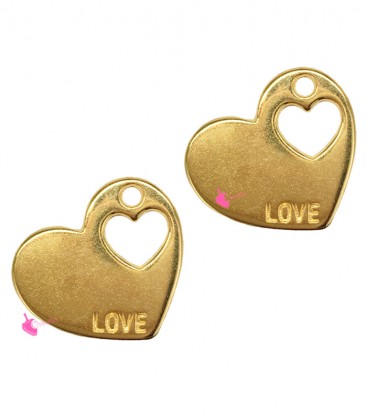 Ciondolo Cuore Love Forato 18 mm Zama Placcato Oro 24K