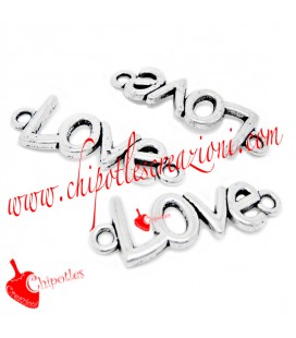 Ciondolo Connettore Scritta Love 36x13 mm col. Argento Antico