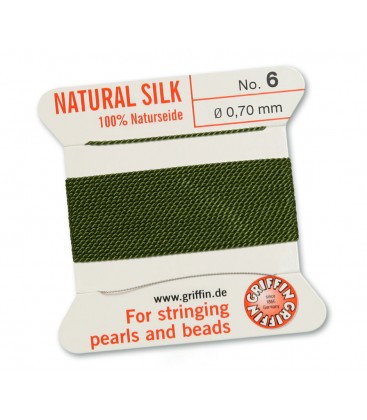 Filo di Seta Griffin misura 6 - 0,70 mm Olive (2 metri)