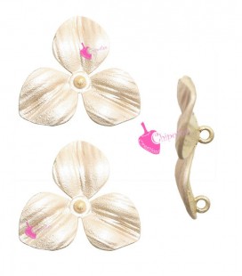 Ciondolo Fiore 3 Petali 15x16 mm Oro Argento Opaco