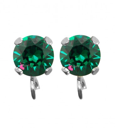 Base Orecchini a Perno con Chaton SS29 6 mm Emerald colore Acciaio