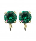 Base Orecchini a Perno con Chaton SS29 6 mm Emerald colore Oro Chiaro