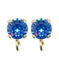 Base Orecchini a Perno con Chaton SS29 6 mm Sapphire colore Oro Chiaro