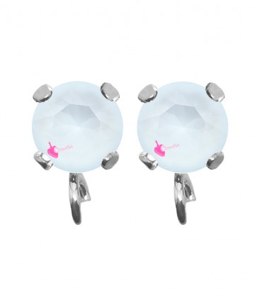 Base Orecchini a Perno con Chaton SS29 6 mm Powder Blue colore Acciaio