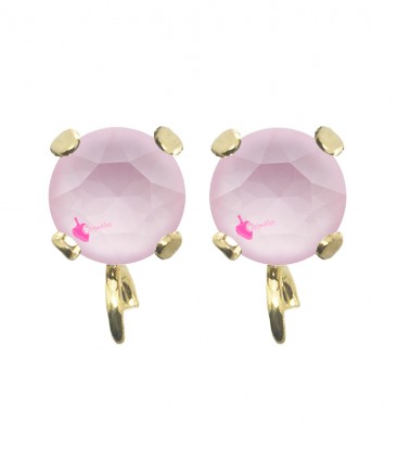 Base Orecchini a Perno con Chaton SS29 6 mm Powder Rose colore Oro Chiaro