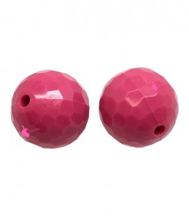 Perla Tonda Sfaccettata Resina 16 mm (foro 2,3 mm) Fucsia