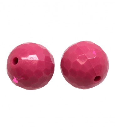 Perla Tonda Sfaccettata Resina 16 mm (foro 2,3 mm) Fucsia