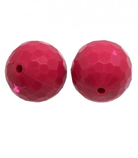 Perla Tonda Sfaccettata Resina 20 mm (foro 2,3 mm) Fucsia Scuro