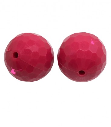 Perla Tonda Sfaccettata Resina 20 mm (foro 2,3 mm) Fucsia Scuro