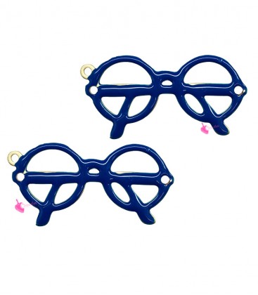 Ciondolo Occhiali Smaltati 35x12 mm Blu